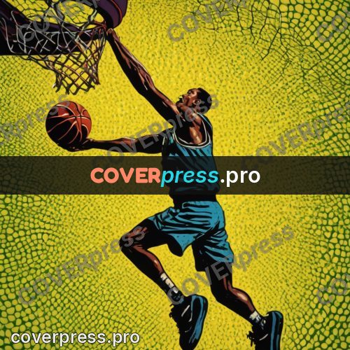 Pop art illustration: basketball player at the hoop