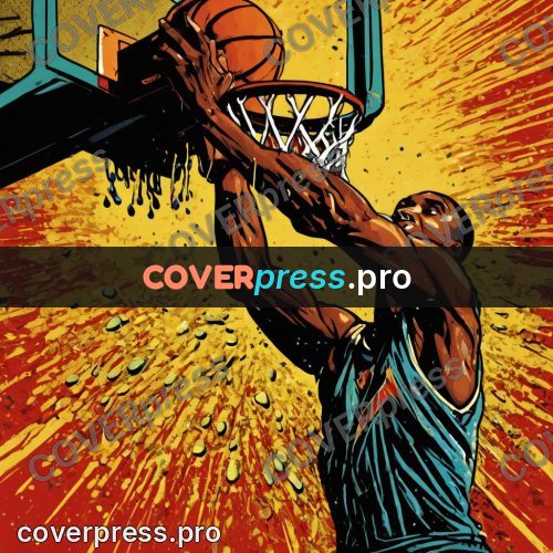 Pop art illustration: ball going through the hoop