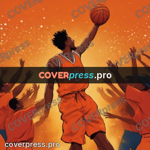 Pop art illustration: player leaping above the crowd