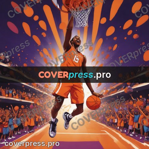 Pop art illustration: player leaping above the crowd