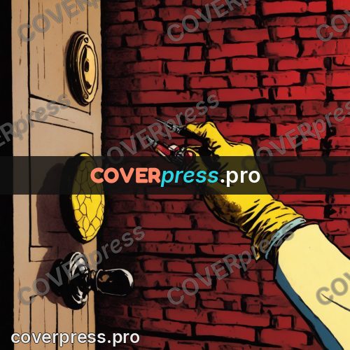 Pop art illustration: gloved hand at a door