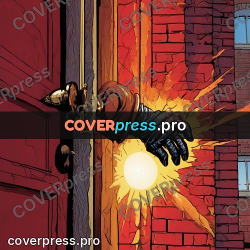 Pop art illustration: gloved hand at a door