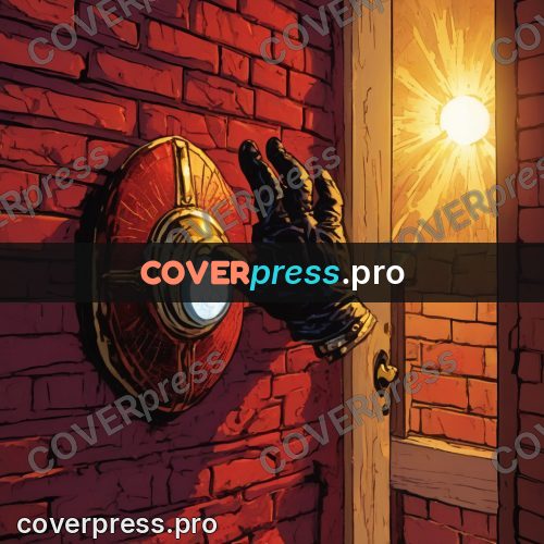 Pop art illustration: gloved hand at a door
