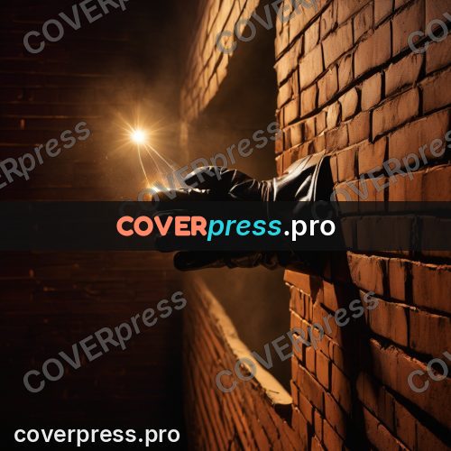 Pop art illustration: gloved hand on a brick wall