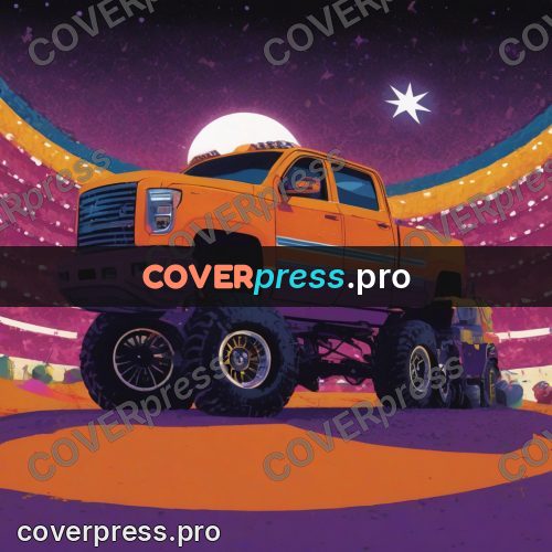 Pop art illustration: pickup under a round moon