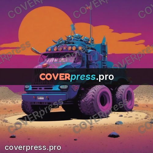 Pop art illustration: pickup under a round moon