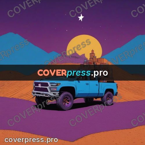 Pop art illustration: pickup under a round moon