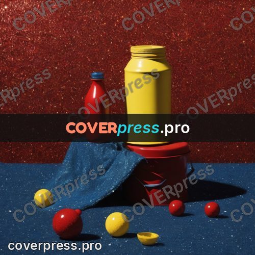 Pop art illustration: buckets and bottles on colour