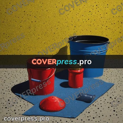 Pop art illustration: buckets and bottles on colour