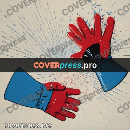 Pop art illustration: red and blue boxing gloves