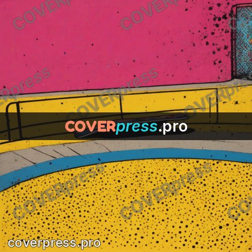 Pop art illustration: skate park with pink walls