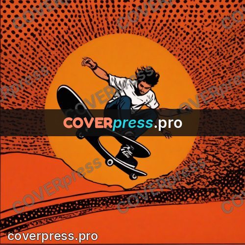 Pop art illustration: skater against an orange ground