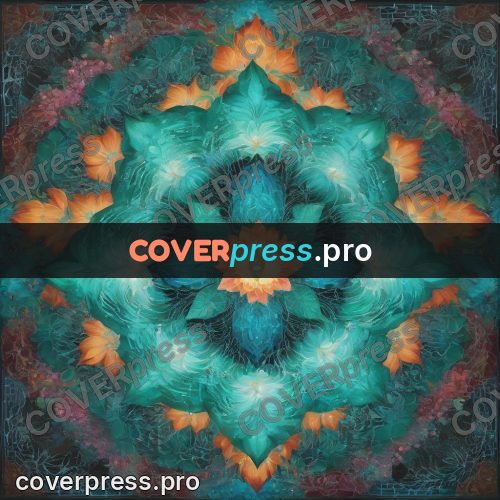 Psychedelic illustration: turquoise glow with orange petals