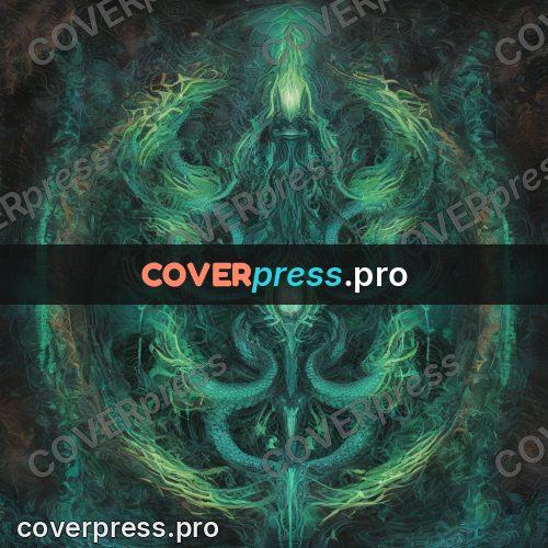 Psychedelic illustration: green face with tentacles