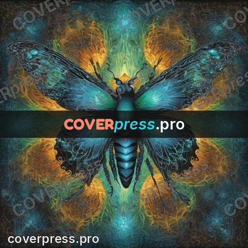 Psychedelic illustration: moth with wings spread wide