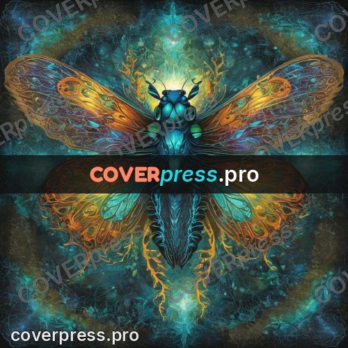 Psychedelic illustration: moth with wings spread wide