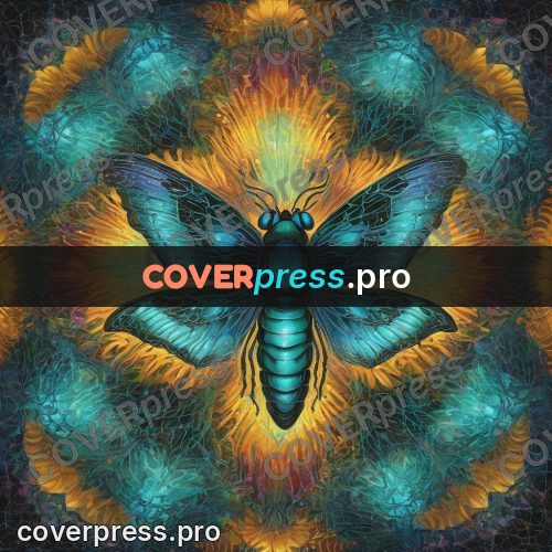 Psychedelic illustration: moth with wings spread wide