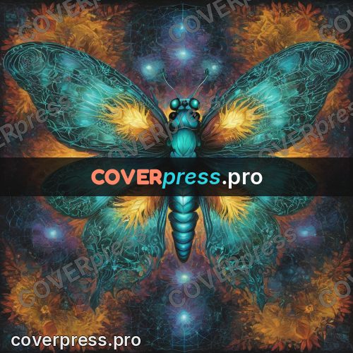 Psychedelic illustration: moth with wings spread wide