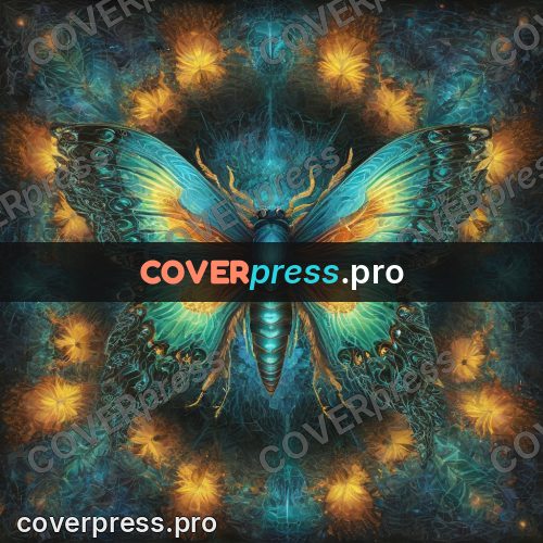 Psychedelic illustration: moth with wings spread wide