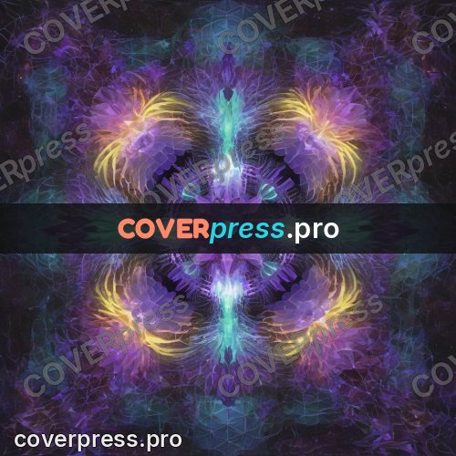 Psychedelic illustration: symmetrical radiance in violet
