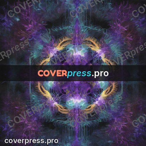 Psychedelic illustration: symmetrical radiance in violet