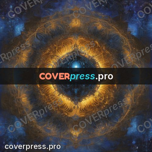 Psychedelic illustration: gold ring around a blue core