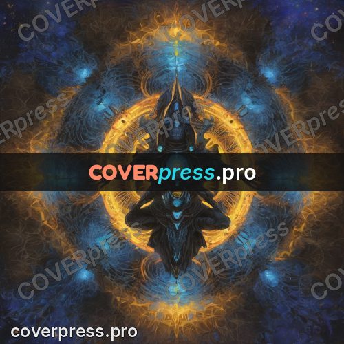 Psychedelic illustration: gold ring around a blue core