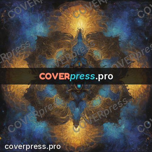 Psychedelic illustration: gold ring around a blue core