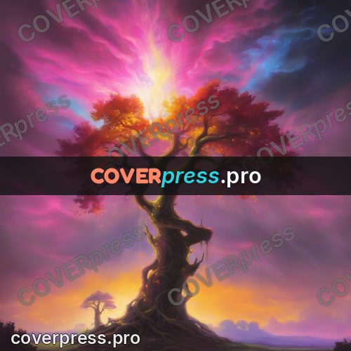 Psychedelic illustration: tree with a glowing crown