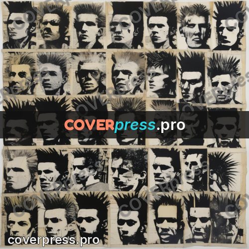 Punk illustration: small portraits in rows