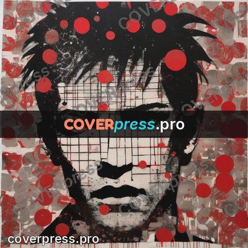 Punk illustration: face among red spots