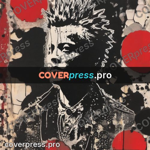 Punk illustration: figure with mohawk and red dots
