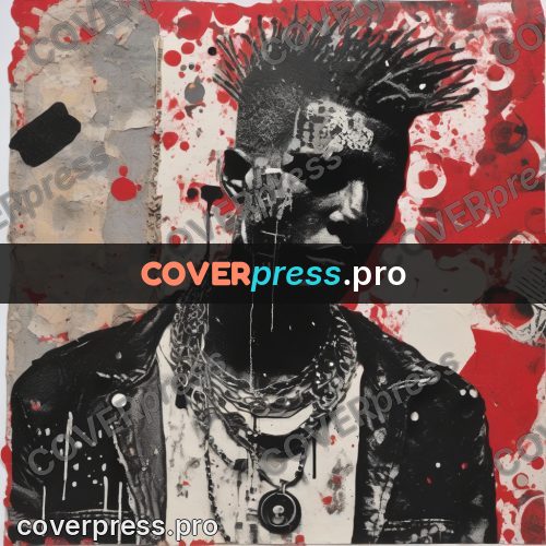 Punk illustration: figure with mohawk and red dots
