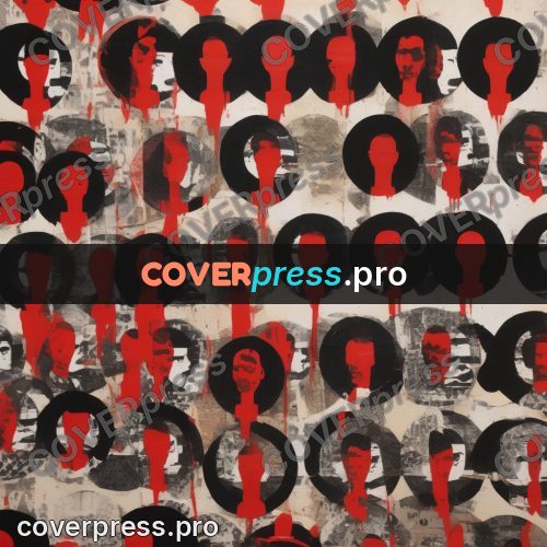 Punk illustration: heads in rows on the sheet