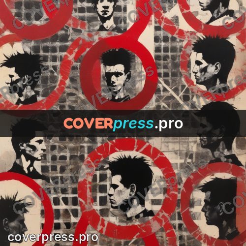 Punk illustration: heads in rows on the sheet
