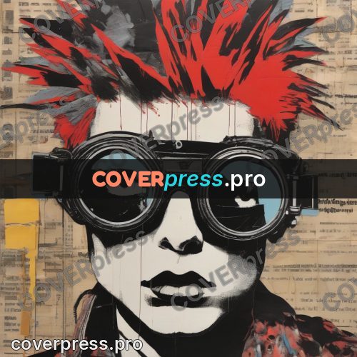 Punk illustration: face in round goggles