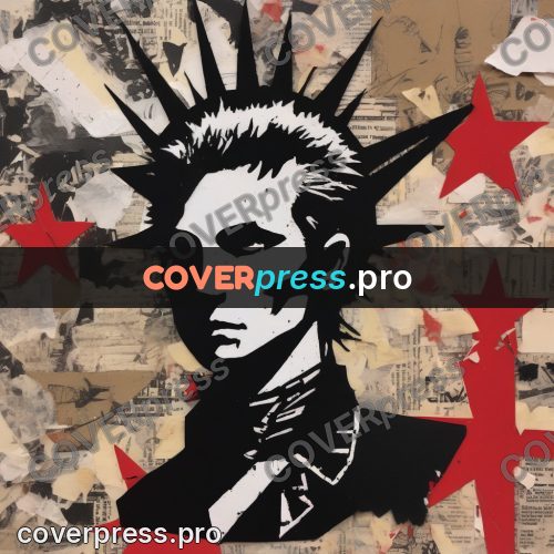 Punk illustration: figure with a mohawk among stars