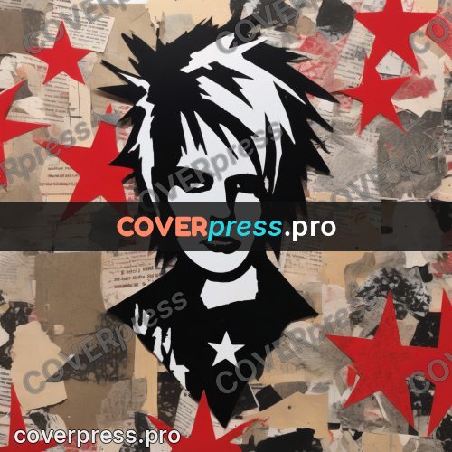 Punk illustration: figure with a mohawk among stars