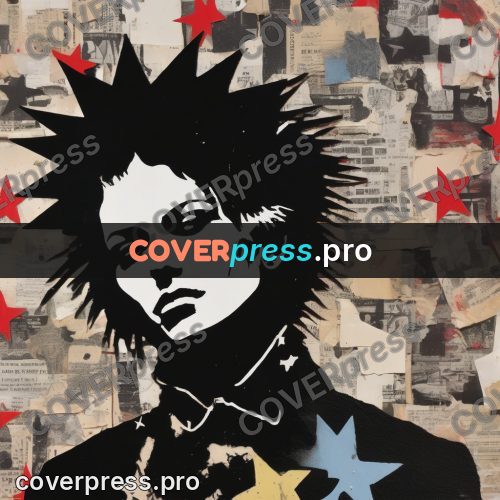 Punk illustration: figure with a mohawk among stars