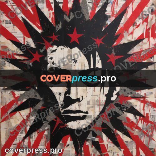 Punk illustration: face in rays and stars