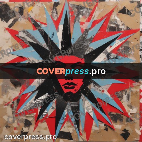 Punk illustration: face in rays and stars