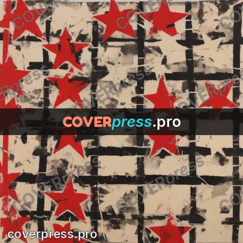 Punk illustration: grid of faces and red stars