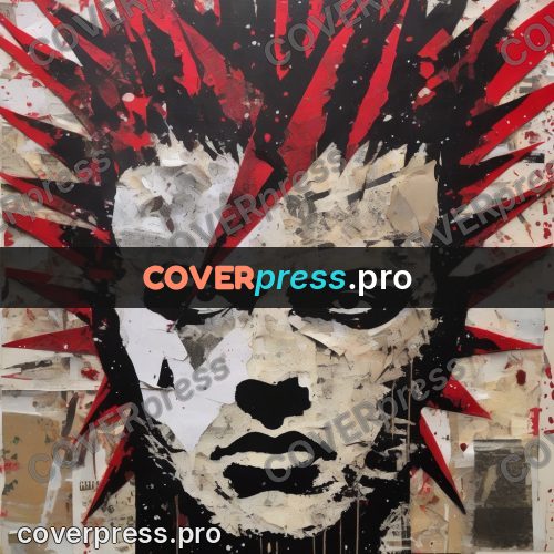 Punk illustration: face with red rays
