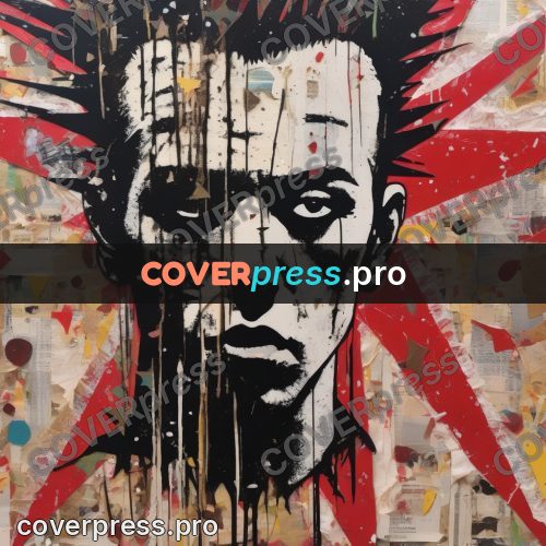 Punk illustration: face with red rays