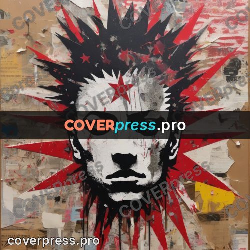 Punk illustration: face with red rays