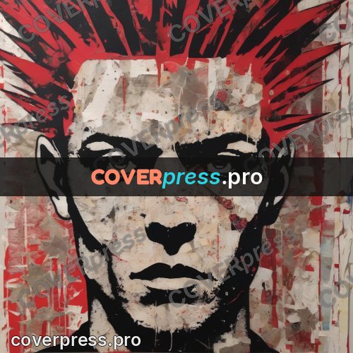 Punk illustration: face with red rays