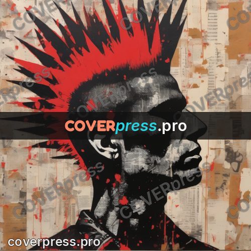 Punk illustration: profile with a red mohawk