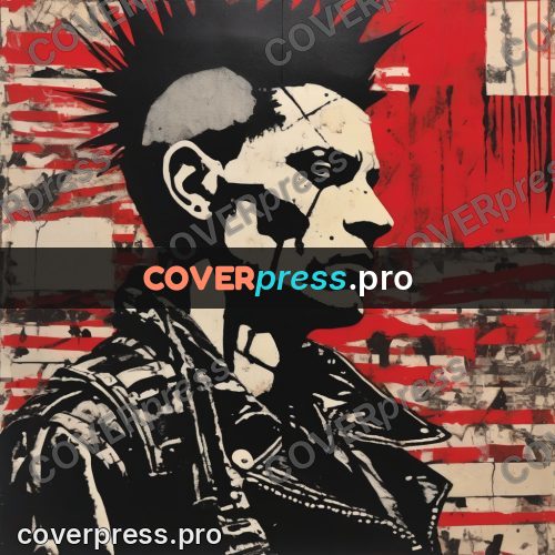 Punk illustration: profile with a red mohawk