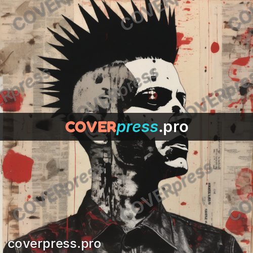 Punk illustration: figure with a mohawk in leather