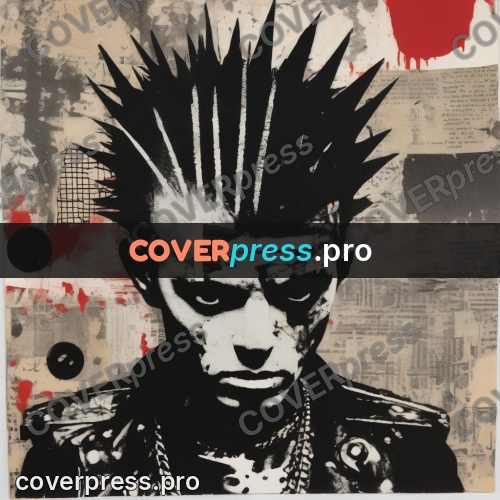Punk illustration: figure with a mohawk in leather